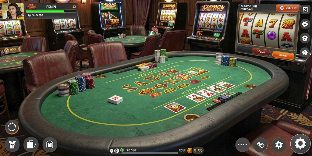 Screenshot dari permainan slot dengan tema luar angkasa.